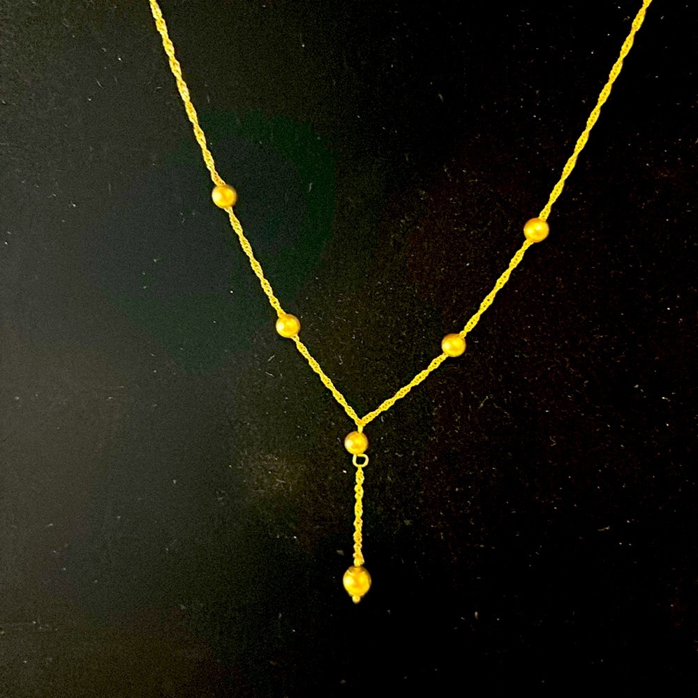 10k solid gold Y dainty ball necklace